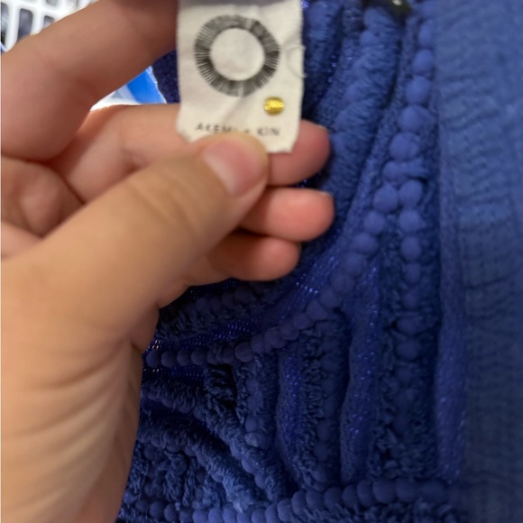 Anthropologie Blue Smocked Sleeveless Tank Top - Picture 3 of 3